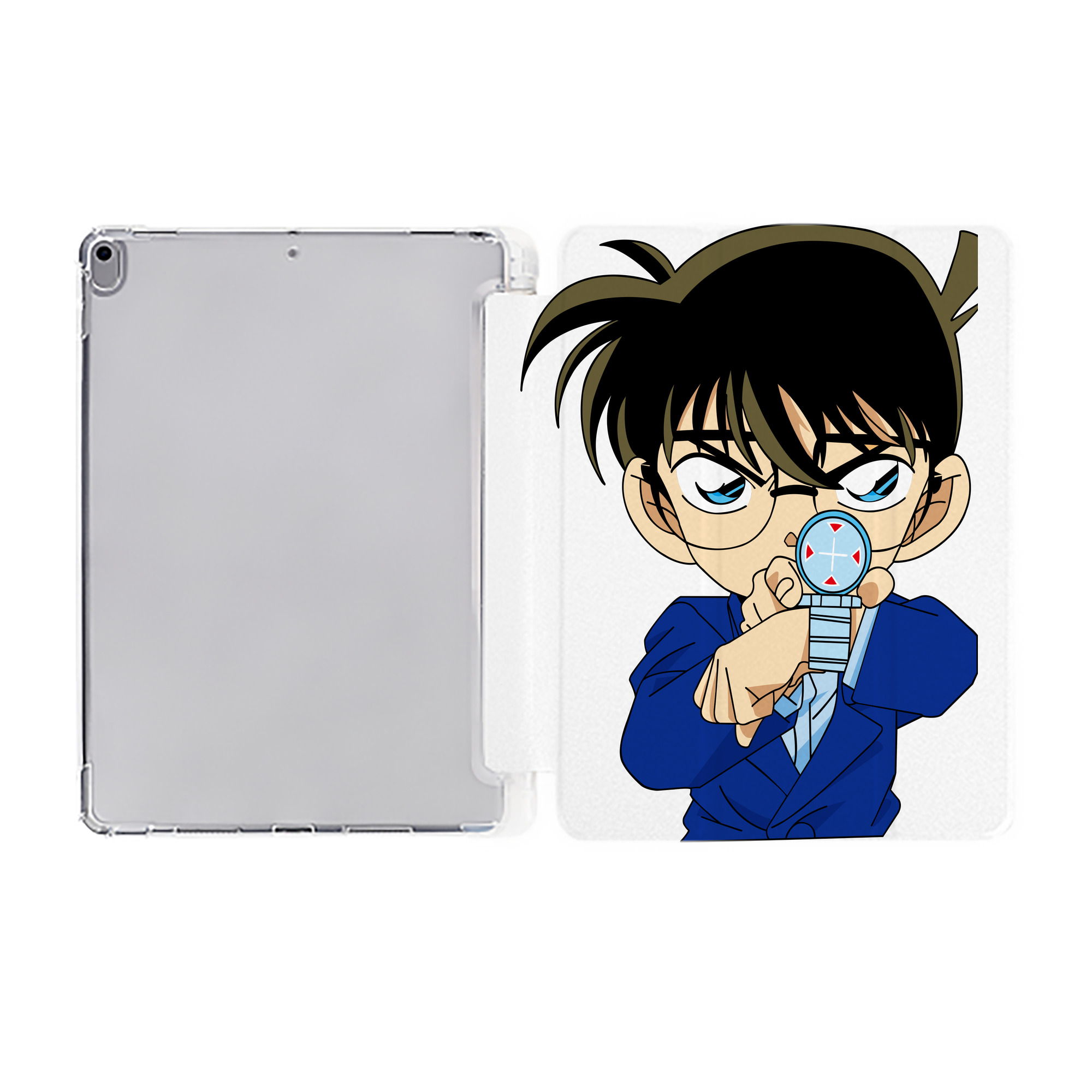 （画像用） 名探偵コナン 江戸川 コナン Detective Conan Conan Edogawa IPad ケース ペン収納付き 三つ折りスタンド PUレザー×シリコン 対応機種9.5/10.5/10.9インチ